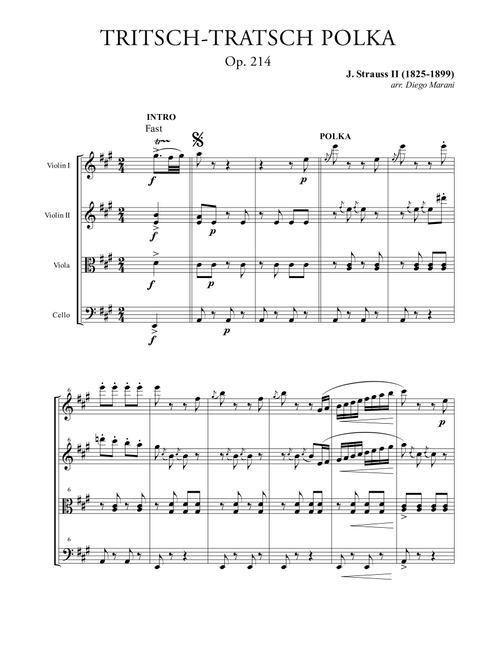 Tritsch-Tritsch Polka for String Quartet (Arr. Diego Marani) - J. Strauss II (String Quartet)