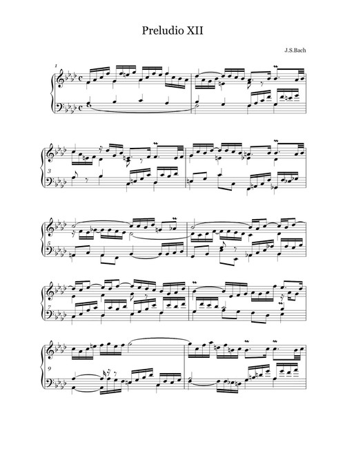 Preludio Ⅻ BWV857 - Johann Sebastian Bach (Piano Solo)