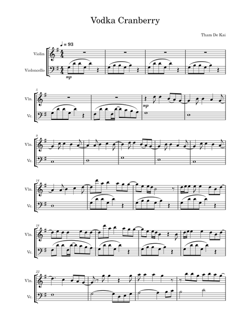 Violin Cello duet, Vodka Cranberry