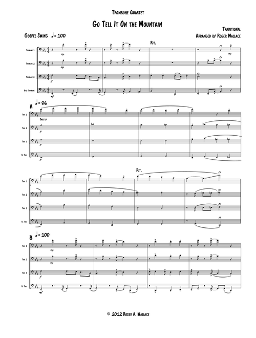 Go Tell It on the Mountain (Low Brass Quartet) (Arr. Roger Wallace) - Traditional (Brass Ensemble)