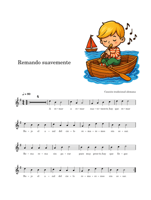 Remando suavemente (Lightly Row) - Método para Flauta Dulce - Pedro Peña