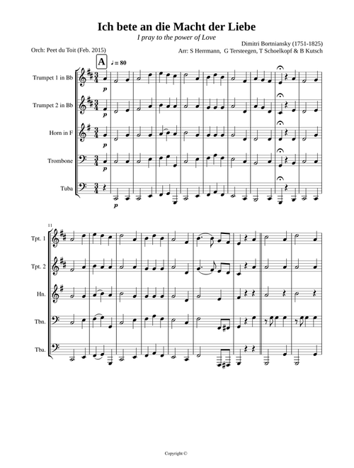Ich bete an die Macht der Liebe Suite - D Bortniansky (Brass Quintet)