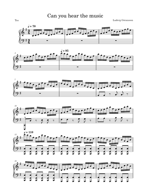 Can You Hear The Music – Ludwig Göransson  (from Oppenheimer) sheet music arranged by Teo.Hszl for Solo