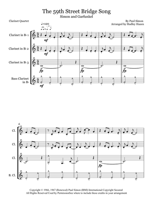 The 59th Street Bridge Song (feelin' Groovy) (Arr. Hadley Hazen) - Simon & Garfunkel (Woodwind Ensemble)