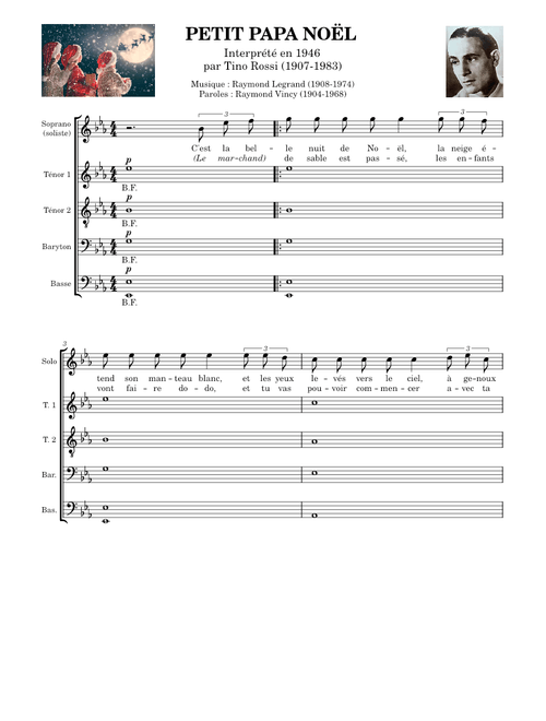 Petit papa Noël - Tino Rossi STTBB MuseScore