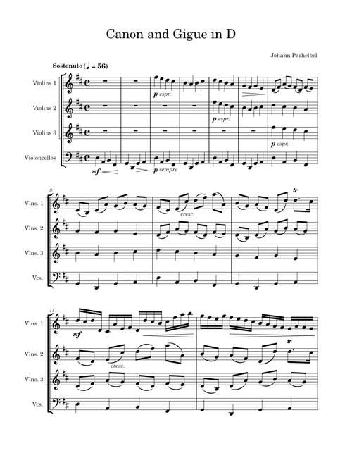 Canon and Gigue in D major – Johann Pachelbel Canon and Gigue in D