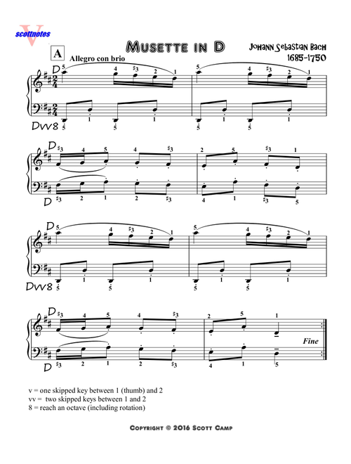Musette in D (Arr. Scott Camp) - Johann Sebastian Bach (Easy Piano)
