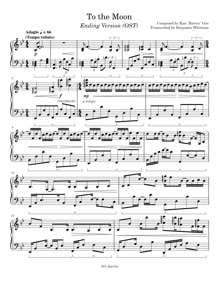 To the Moon - Piano (OST 