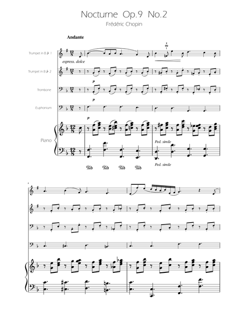 Chopin - Nocturne op.9 No.2 - Brass Quartet (Arr. Ygor Nunes) - Fédéric Chopin (Brass Ensemble)