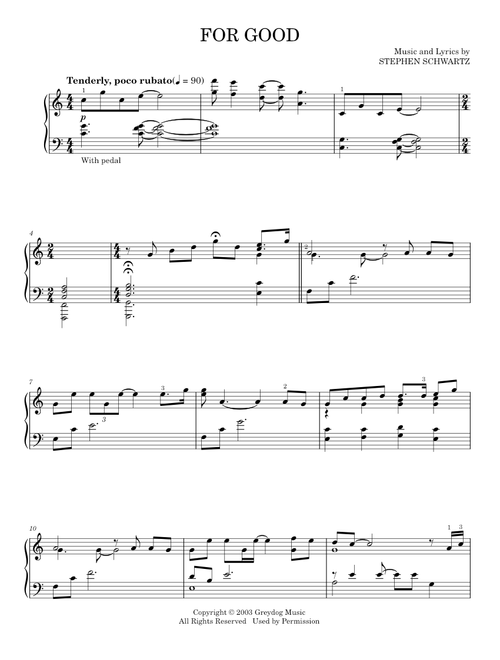 For Good (from Wicked) - Stephen Schwartz, Wicked Musical (Piano Solo)