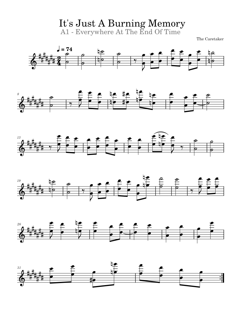 It's just a burning memory The Caretaker Burning Memory Sheet music