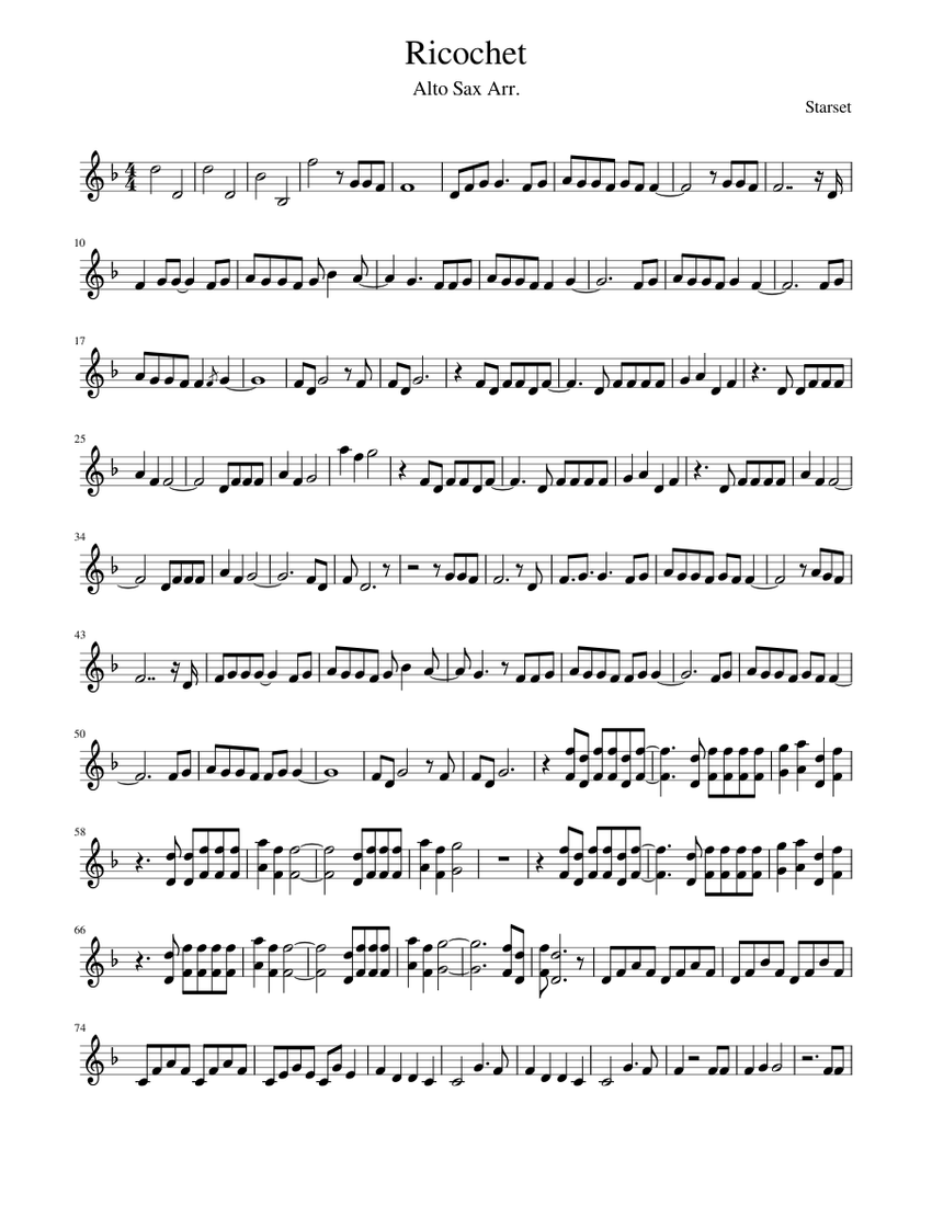 Ricochet - STARSET Sheet Music for Saxophone alto (Solo