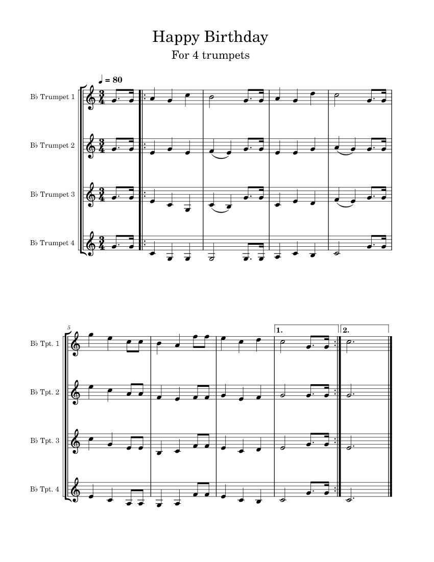 Happy Birthday to You – Misc Traditional Sheet music for Trumpet in b ...