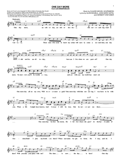 One Day More (from Les Miserables) - Alain Boublil, Les Miserables (Musical) (Lead Sheet - Fake Book)