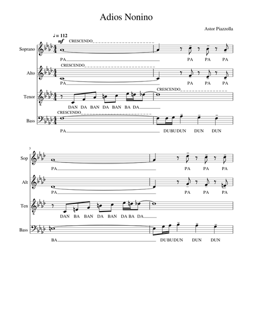 Adios Nonino by Piazzolla SATB
