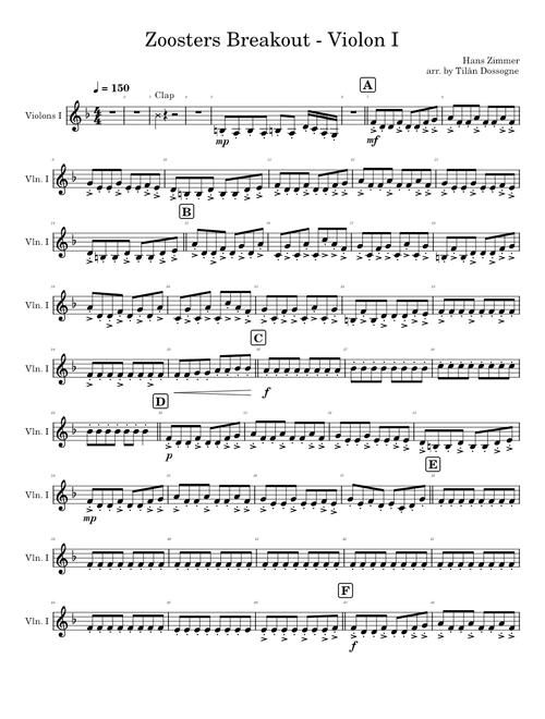 Zoosters Breakout - Violon I