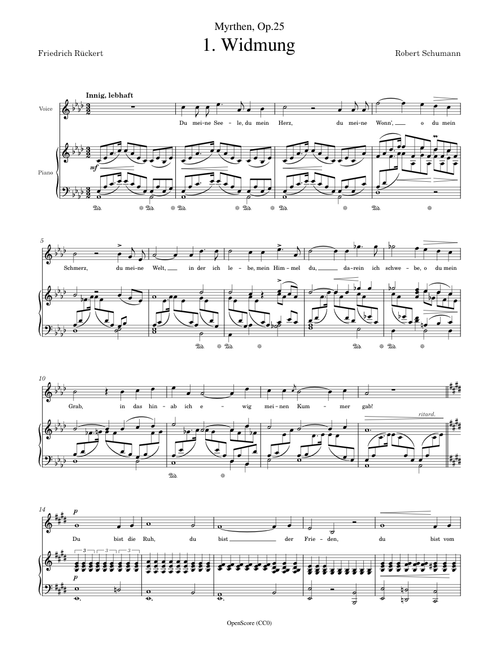 Schumann, Robert - Myrthen, Op.25, No.1 – Widmung