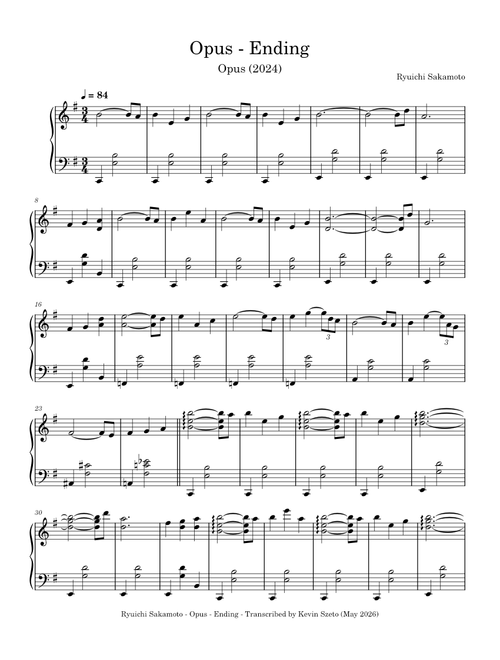 Opus - Ending – Ryuichi Sakamoto