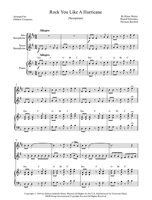 Rock You Like A Hurricane (Arr. Gildson Cerqueira) - Scorpions (Instrumental Duet and Piano)