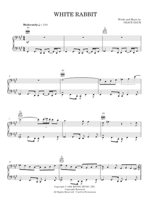 Play Official version of White rabbit Sheet Music by Jefferson Airplane ...
