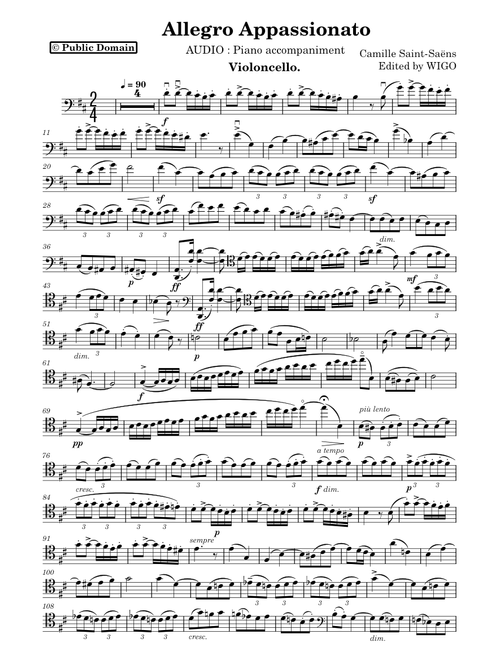 Allegro Appasionato, Op. 43 – Camille Saint-Saëns - Cello & Piano accompaniment