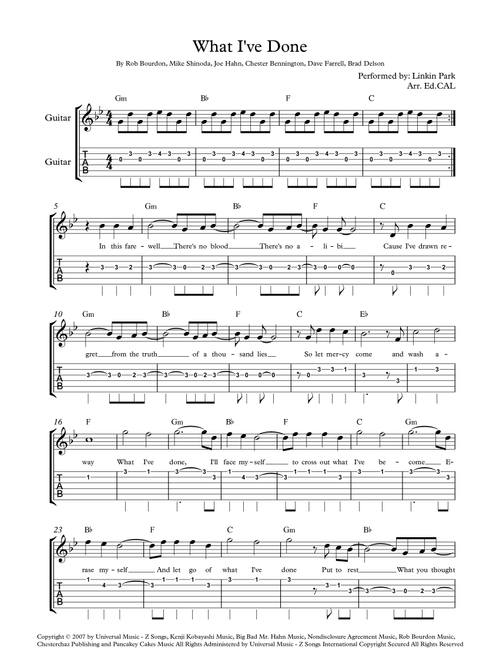 What I've Done (Arr. Arr. Ed.CAL) - Linkin Park (Guitar Tab)