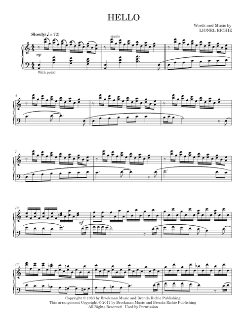 Hello - Lionel Richie (Piano Solo)