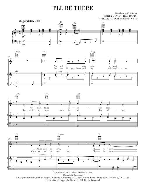 I'll Be There - Mariah Carey, Michael Jackson, The Jackson 5 (Piano-Vocal-Guitar)