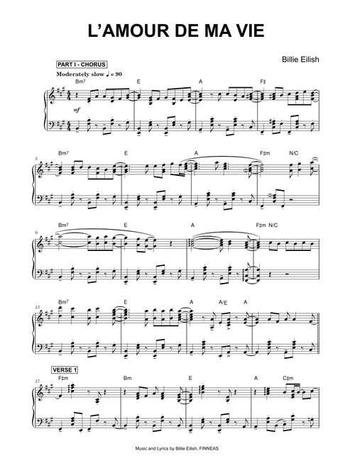 L’AMOUR DE MA VIE - Billie Eilish (Piano)