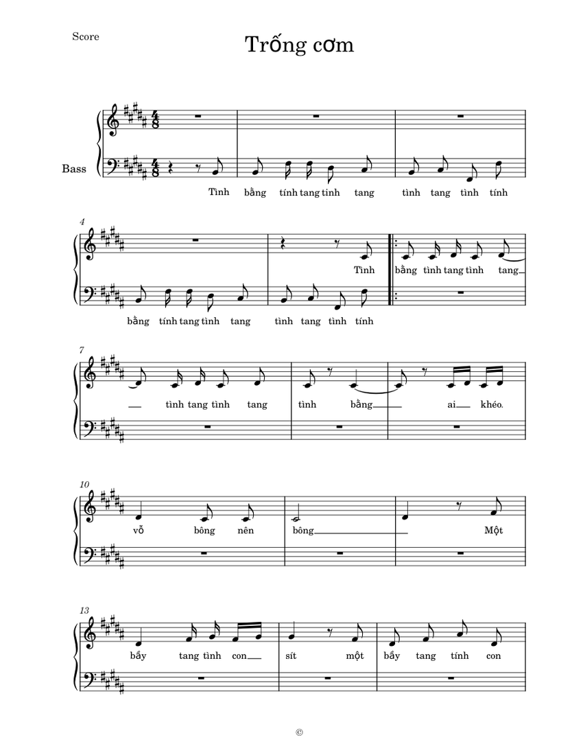 Trống_cơm-alto Sheet music for Piano (Solo) Easy | Musescore.com