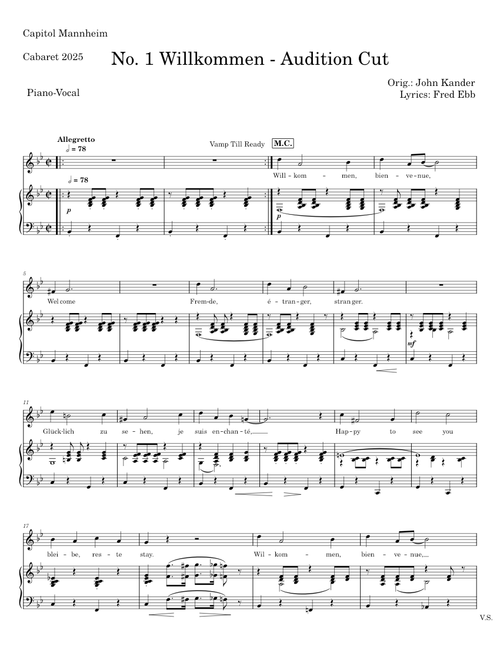Willkommen - John Kander and Fred Ebb