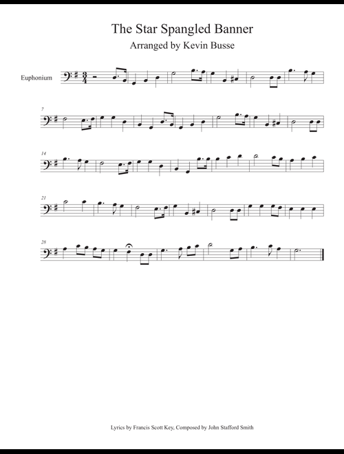 The Star Spangled Banner - Euphonium (Arr. Kevin Busse) (Euphonium Solo)