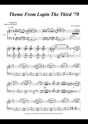 ルパン三世のテーマ'78～SKA Ver.～ Sheet Music for Piano
