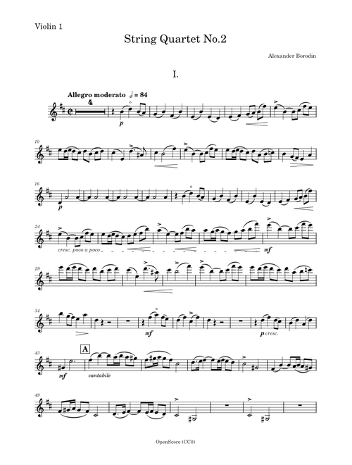String Quartet No.2 – Aleksandr Borodin - Violin 1 PART