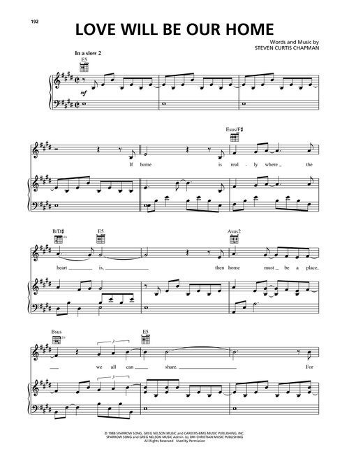 Love Will Be Our Home - Sandi Patty (Piano-Vocal-Guitar)