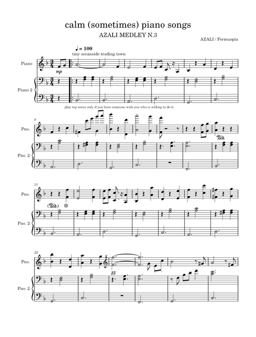 calm (sometimes) piano songs ( AZALI MEDLEY N.3 )