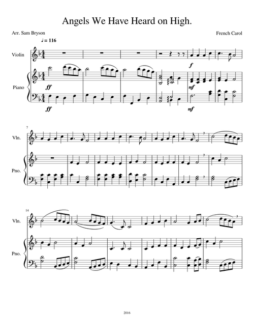 Angels We Have Heard on High. Piano/Violin