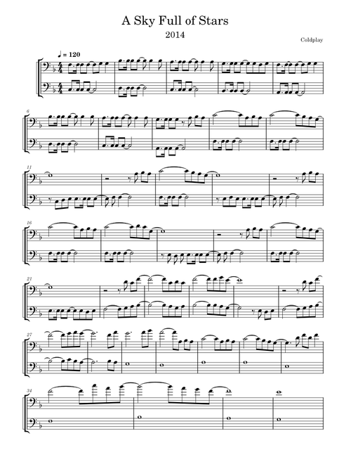 A sky full of stars – Coldplay (for cello duet)