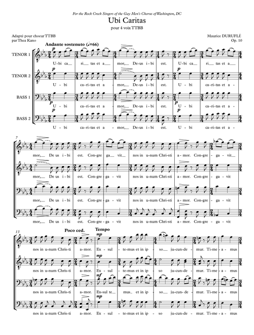 Ubi Caritas (Arr. Thea Kano) - Chorale/Excerpts (Choral, TTBB)