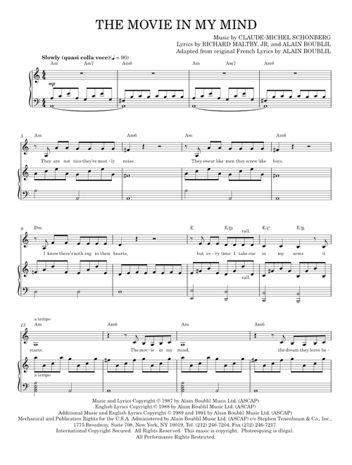 The Movie In My Mind - Alain Boublil & Claude-Michel Schonberg (Piano Vocal)