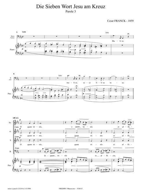 Die sieben Worte Jesu Christi am Kreuz, Wort 3 by César Franck