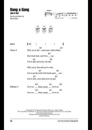 Play Official version of Bang A Gong (Get It On) Sheet Music by T