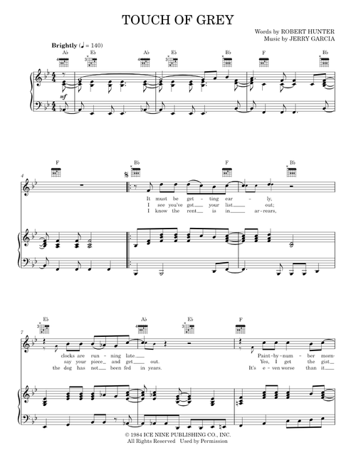 Touch of grey - Grateful Dead (Piano-Vocal-Guitar)