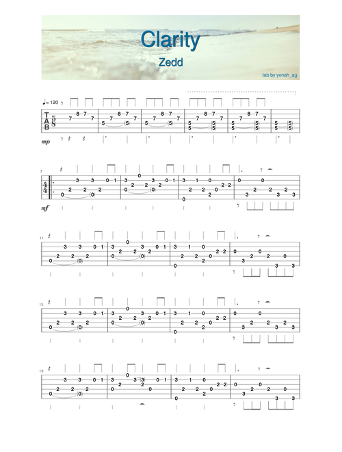 Clarity - Zedd - Guitar Tab