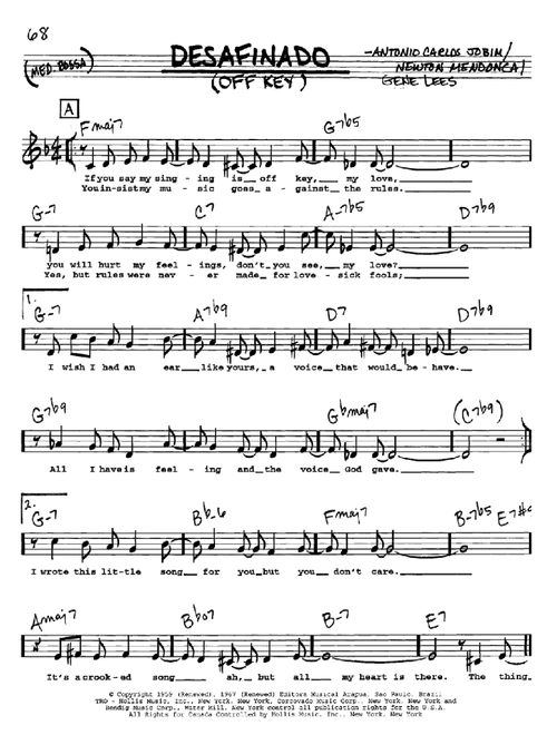 Desafinado (Off Key) - Antonio Carlos Jobim (Real Book - Melody-Chords-Lyrics)
