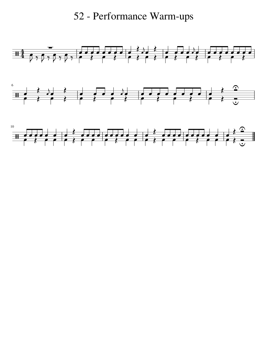 52 performance warmups Sheet music for Drum group (Percussion Ensemble)