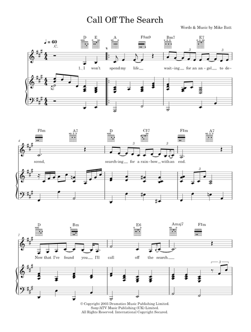 Call off the search - Katie Melua (Piano-Vocal-Guitar (Piano Accompaniment))