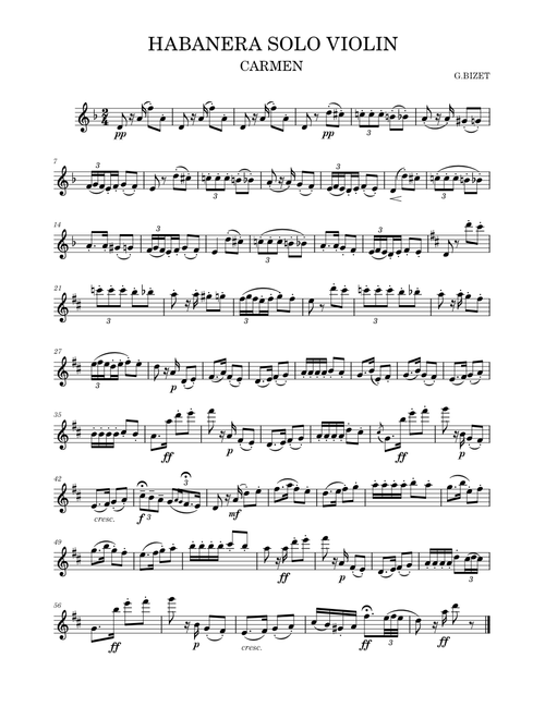 Habanera (Carmen) – Georges Bizet HABANERA SOLO VIOLIN