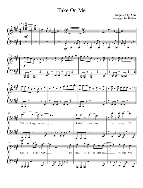 Take On Me (Piano)