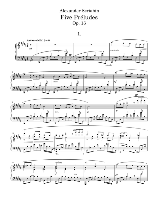 Alexander Scriabin - Prelude Opus 16 No. 1 in B Major
